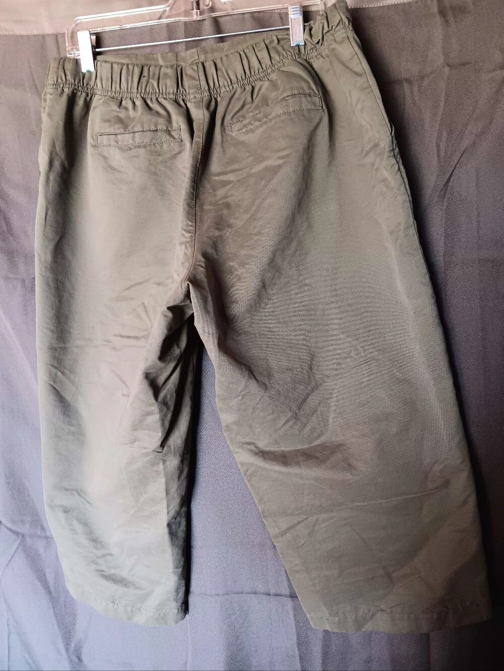 Basic Editions Olive Drawstring Capris - Picture 3 of 5